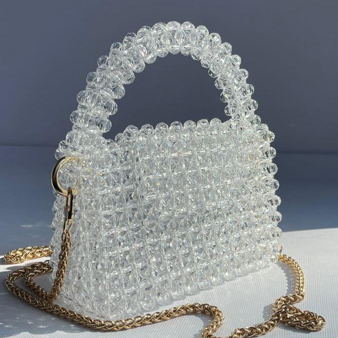 Chic Girls customized white beaded crossboby bag